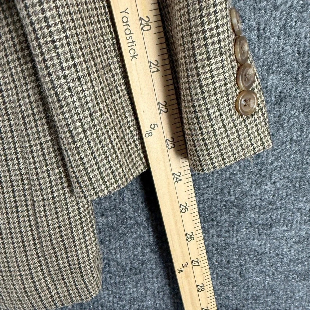 Chaps Blazer Jacket Mens 42S Houndstooth Silk Wool Button Up Sport Coat Academia